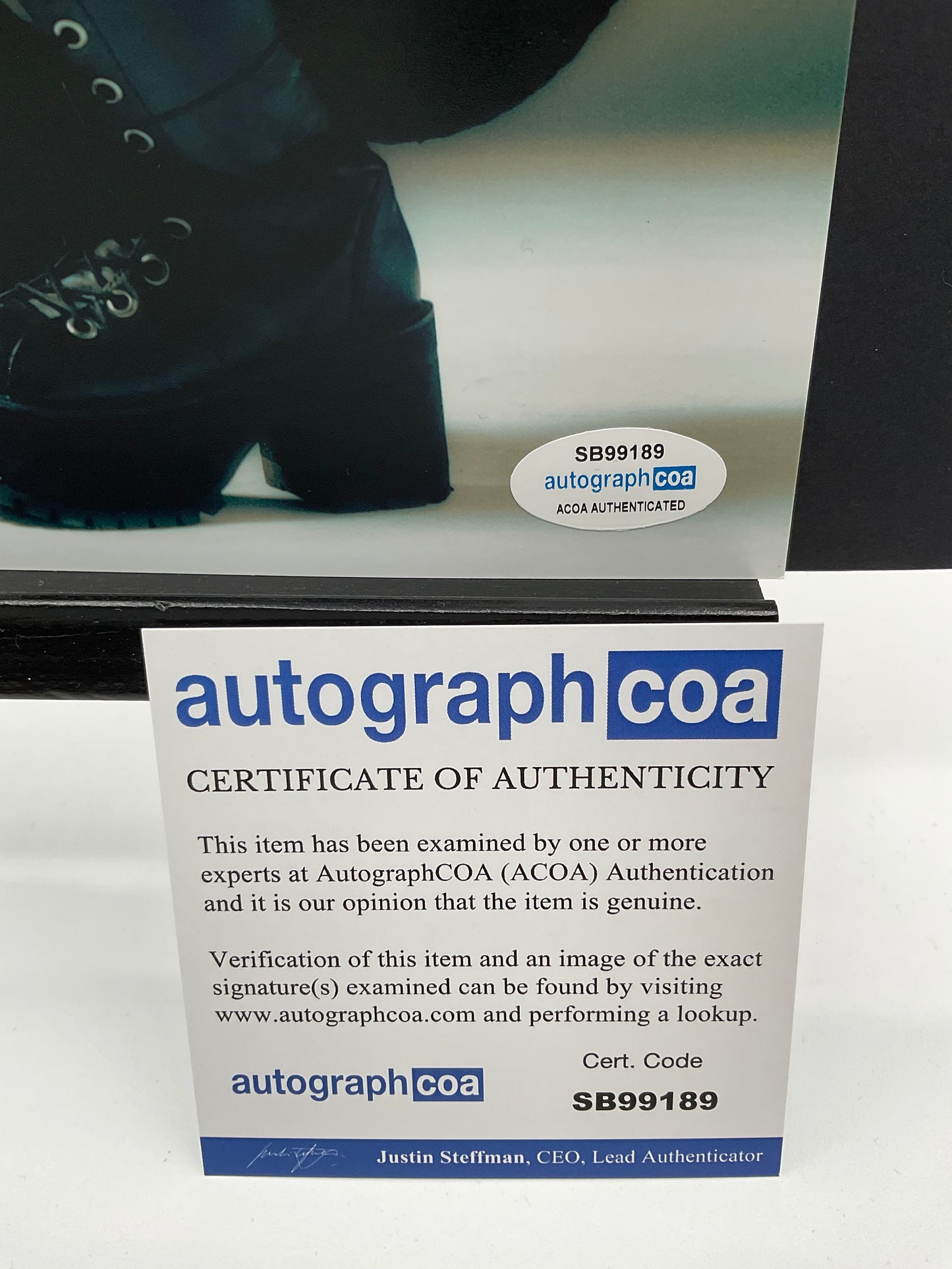 Djouliet Amara Sexy leather boots signed 8x10 ACOA