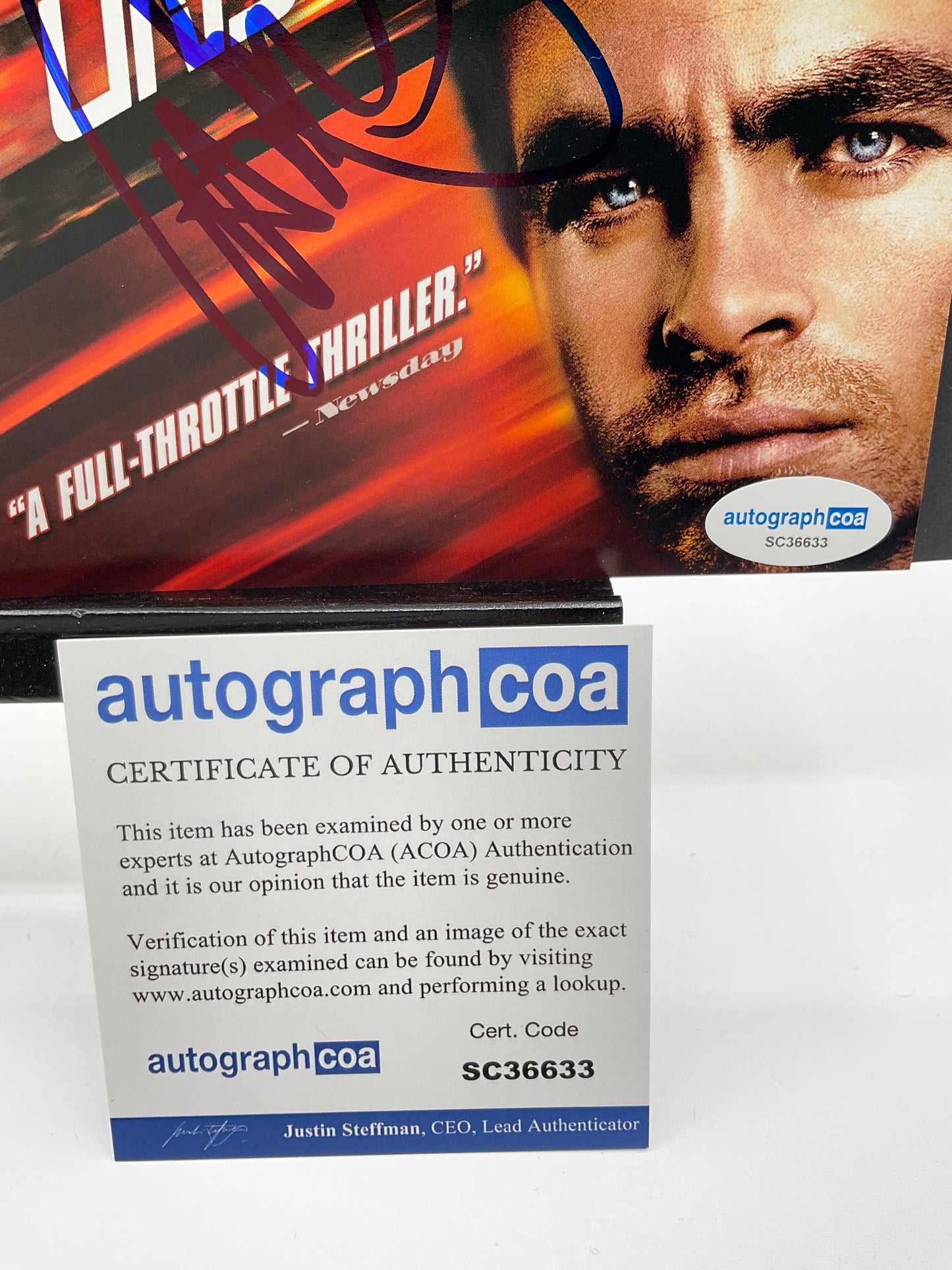Chris Pine Unstoppable signed DVD Sleeve ACOA