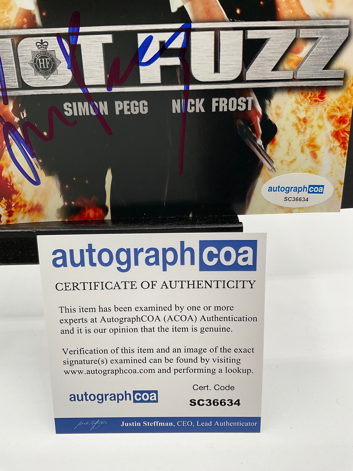 Simon Pegg Hot Fuzz signed Blu-Ray Sleeve ACOA