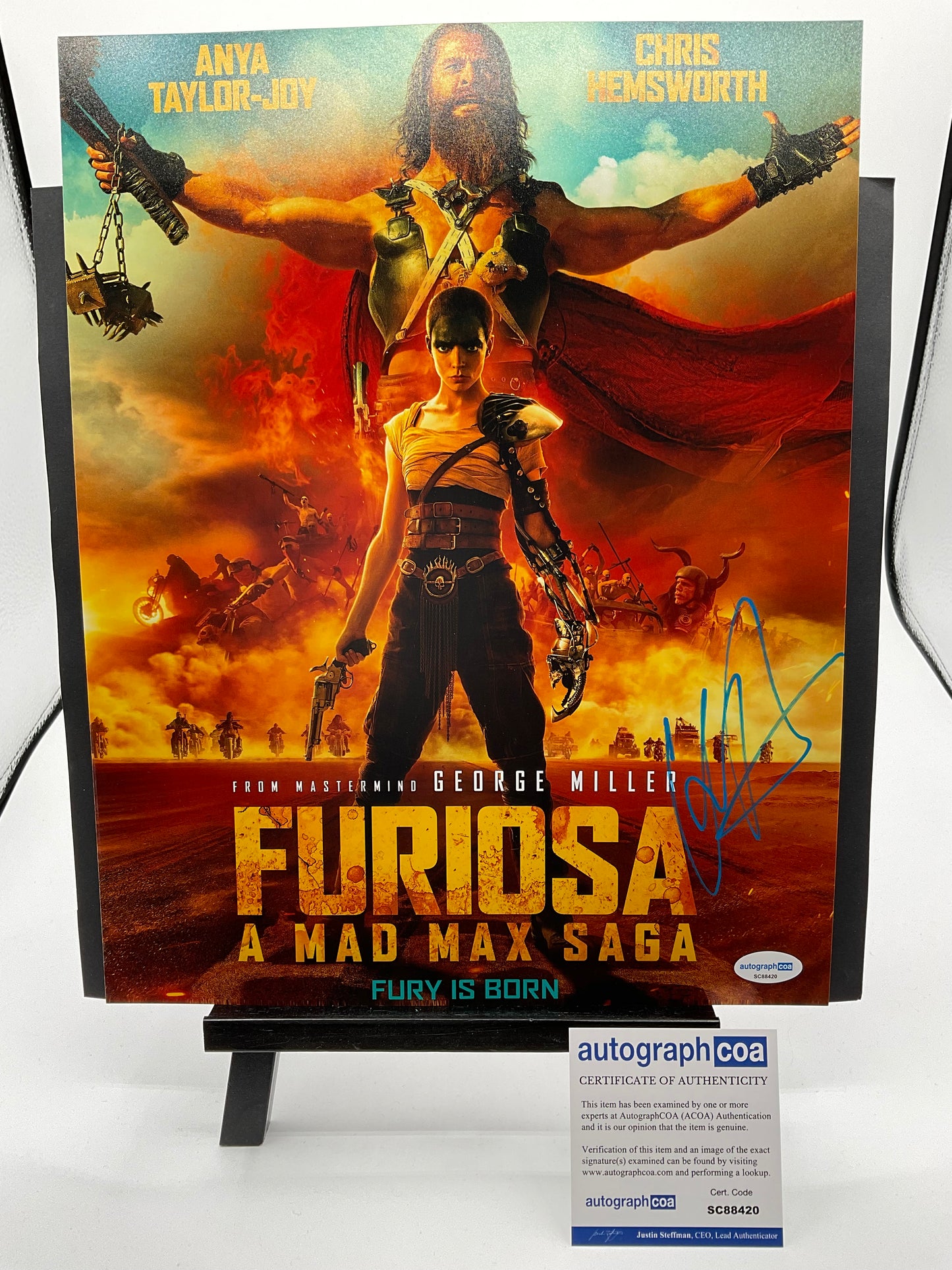 Chris Hemsworth Furiosa signed Photo 11x14 ACOA Mad Max