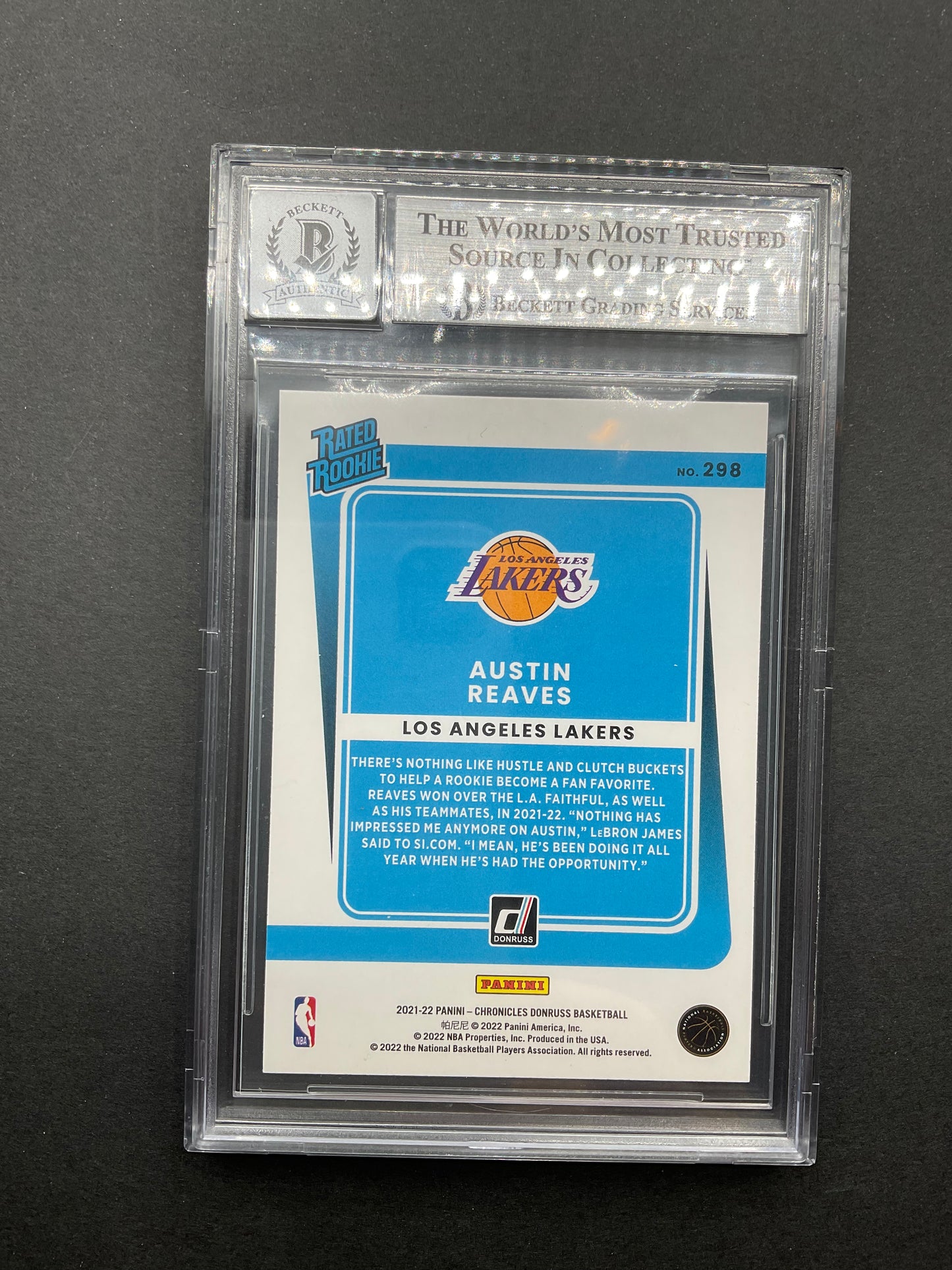 Austin Reaves signed Card Beckett Slabbed 10 Los Angeles Lakers