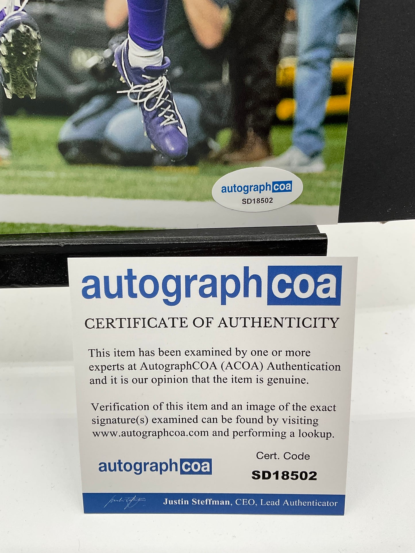 Kyle Rudolph Minnesota Vikings signed photo ACOA Notre Dame
