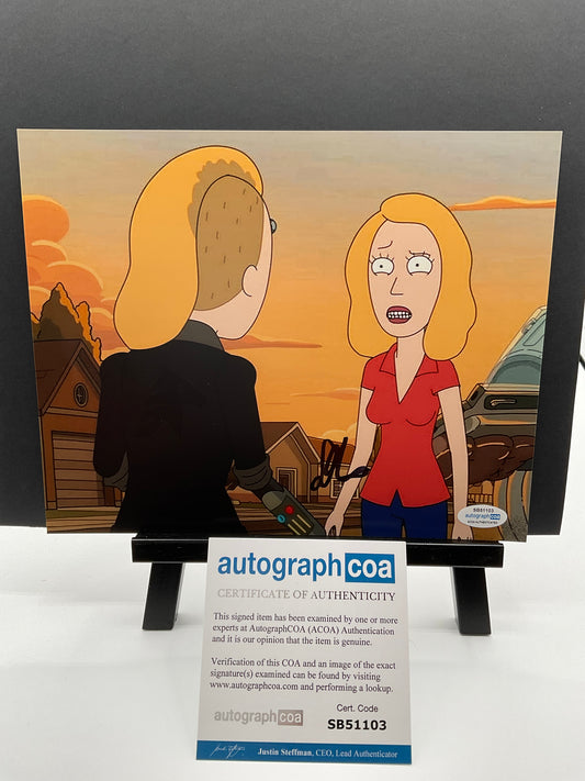 Sarah Chalke Rick and Morty signed 8x10 ACOA Animated