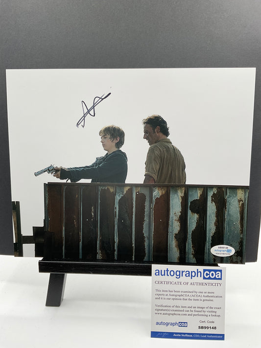 Austin Abrams The Walking Dead signed 8x10 ACOA