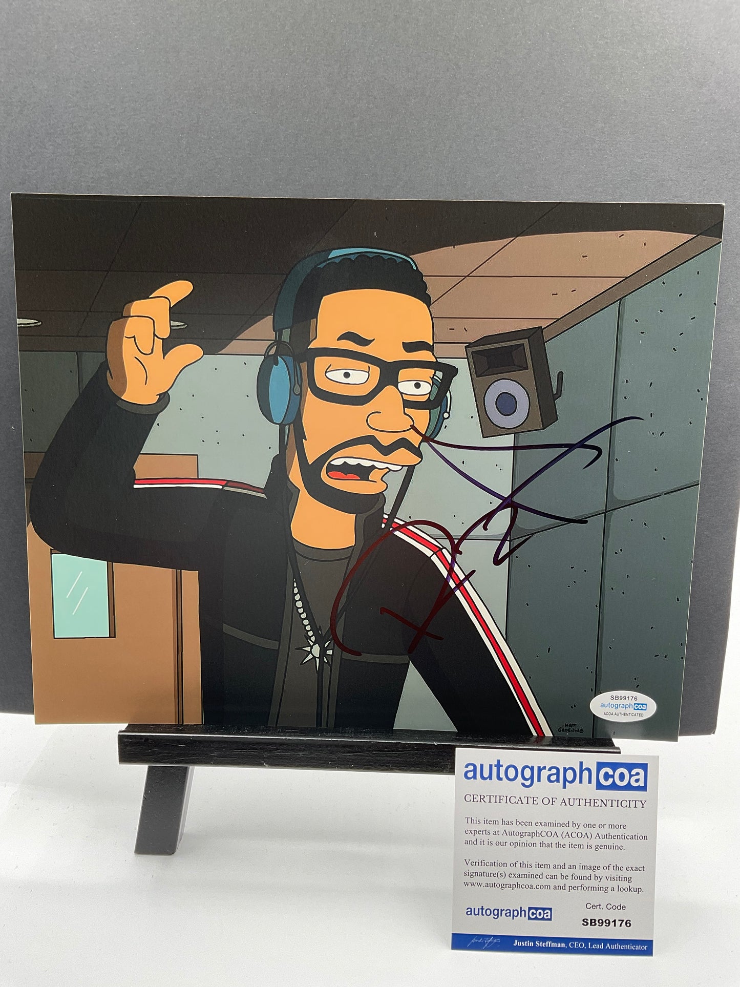 RZA The Simpsons animated signed 8x10 ACOA