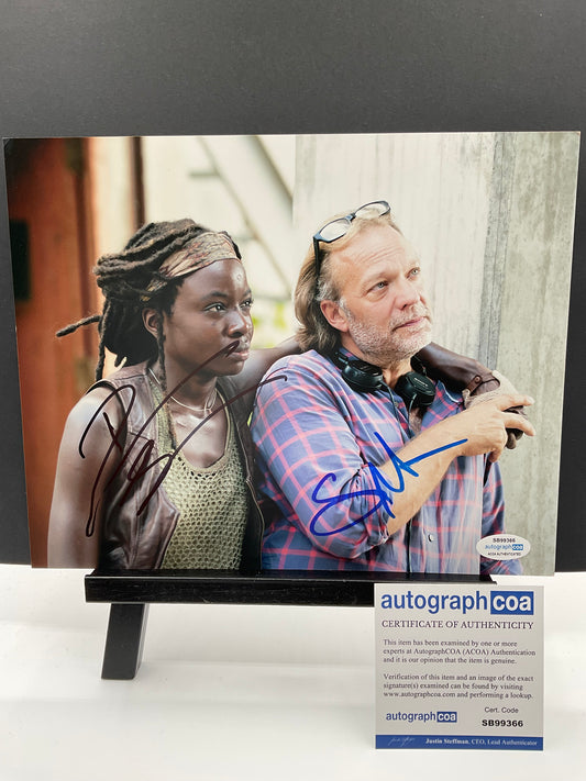 Danai Gurira and Greg Nicotero Walking Dead dual signed 8x10 ACOA