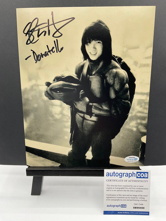 Steven Ho Teenage Mutant Ninja Turtles signed 8x10 ACOA Donatello Inscription