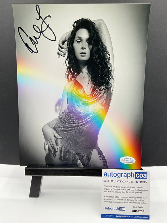 Eve Lindley Rainbow Photo Shoot Dress signed 8x10 ACOA