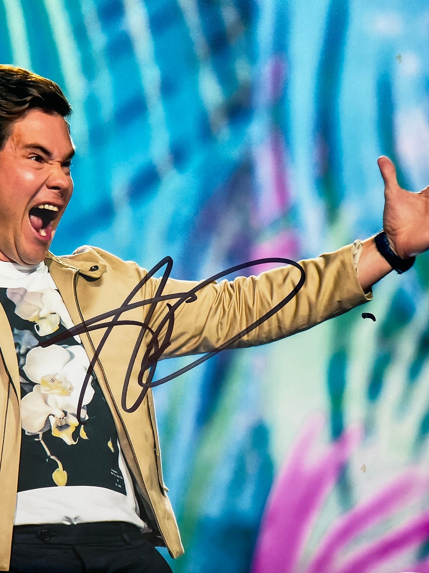 Adam Devine Microphone Comedy signed photo 8x10 ACOA