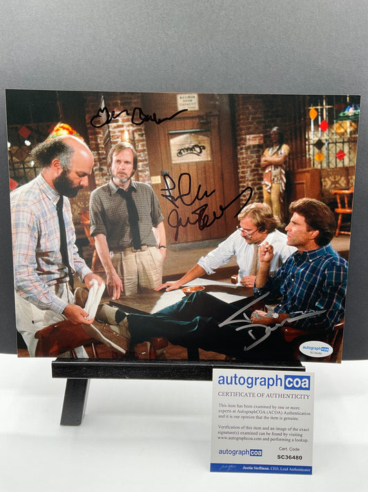 Ted Danson, James Burrows, Les & Glen Charles Cheers signed photo 8x10 ACOA