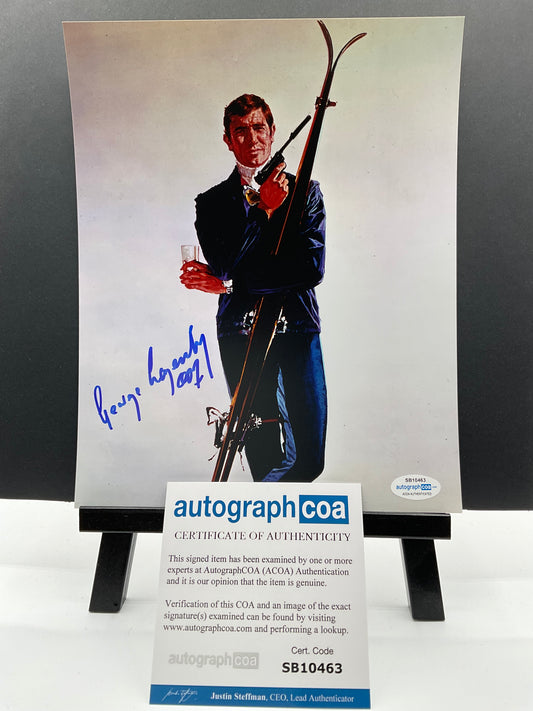 George Lazenby On Her Majestys Secret Service Inscription 007 signed 8x10 ACOA