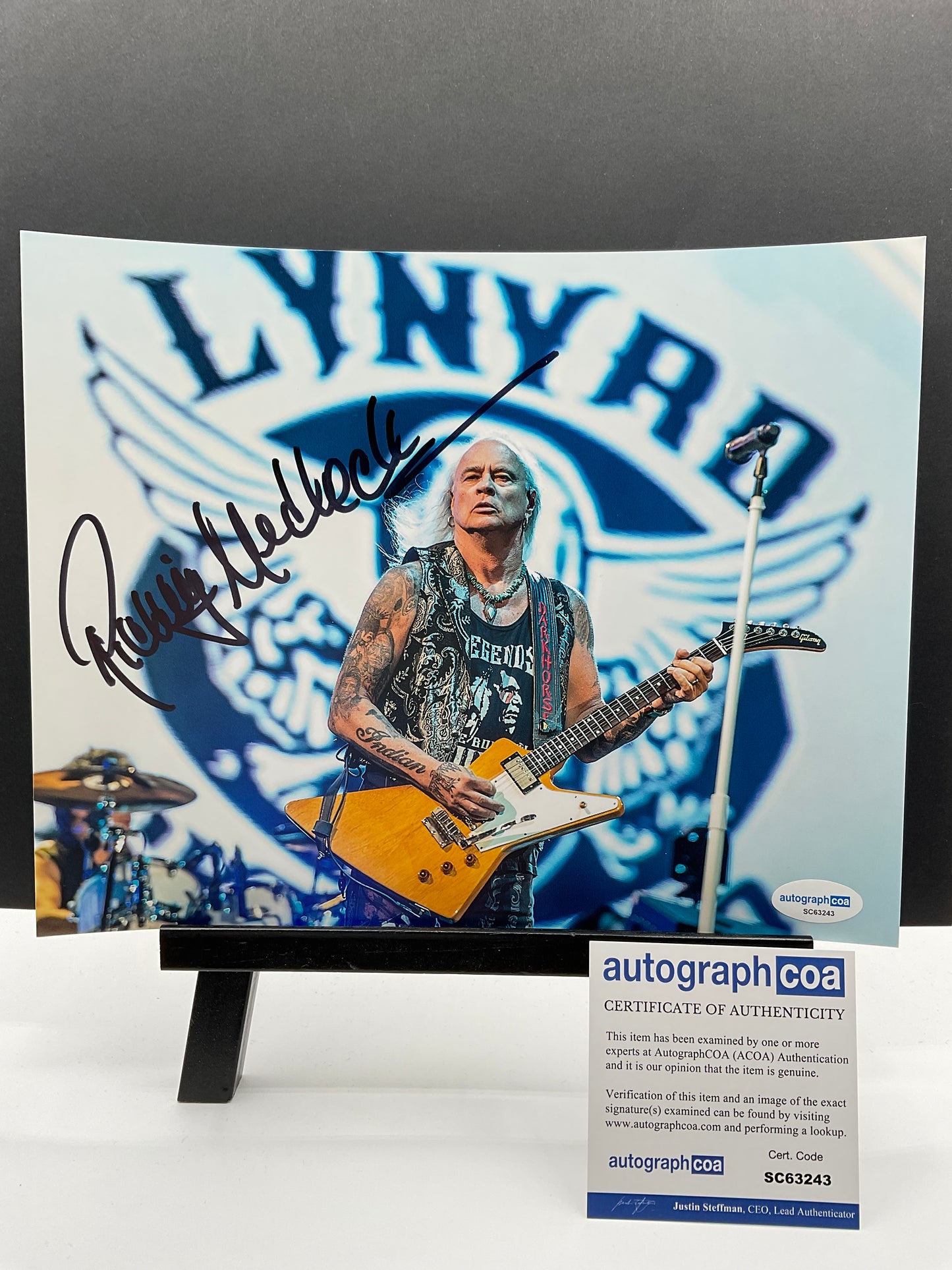 Rickey Medlocke Lynyrd Skynyrd signed 8x10 ACOA