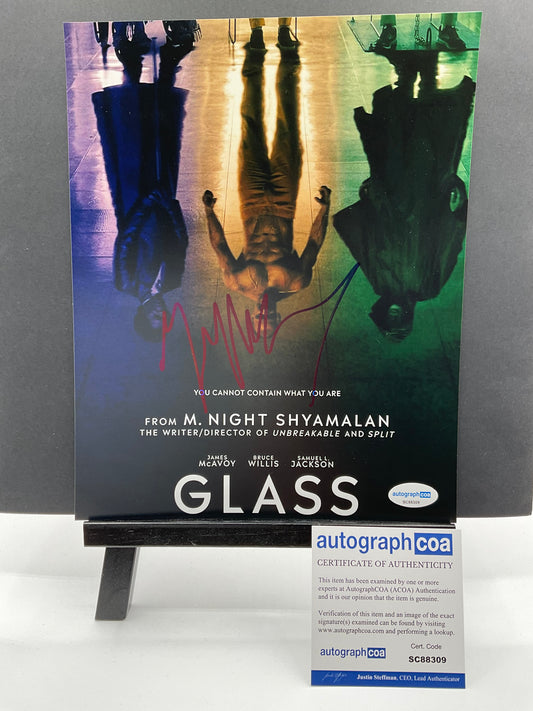 M. Night Shyamalan Glass signed photo 8x10 ACOA