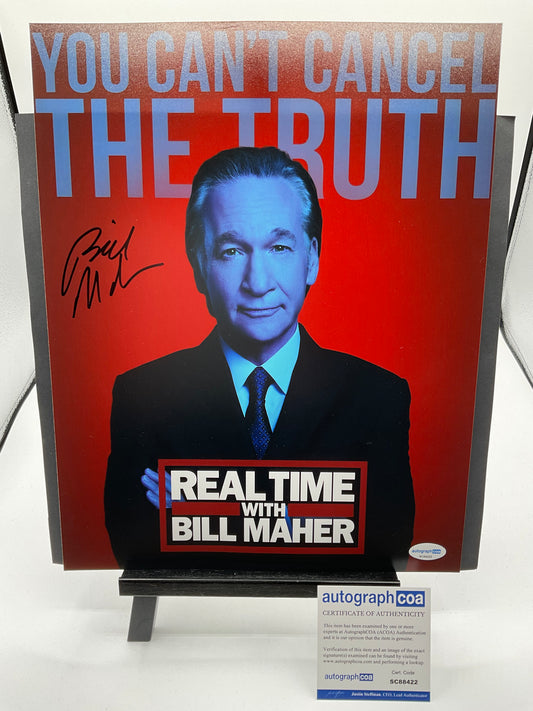 Bill Maher Real Time with Bill Maher signed photo 11x14 ACOA