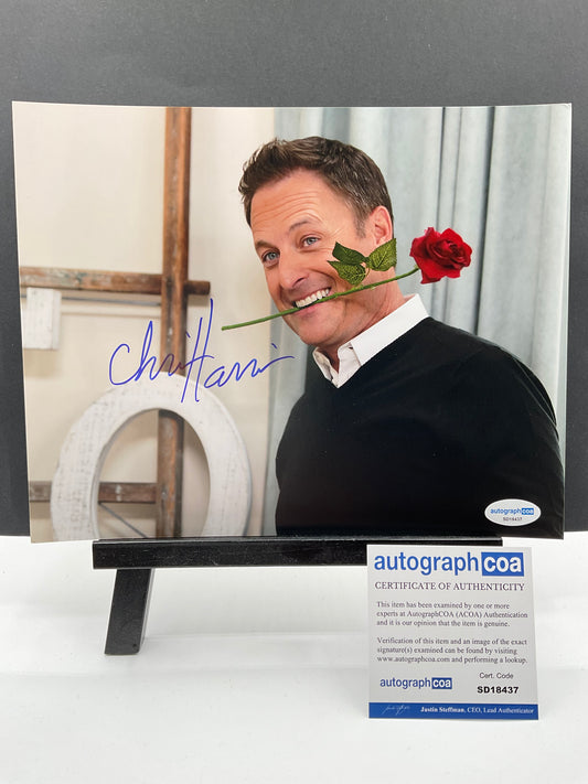 Chris Harrison The Bachelor signed photo 8x10 ACOA Red Rose