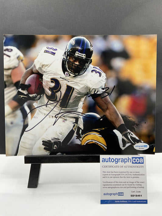 Jamal Lewis Baltimore Ravens signed photo 8x10 ACOA NFL