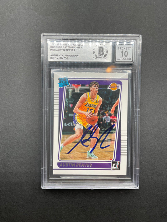 Austin Reaves signed Card Beckett Slabbed 10 Los Angeles Lakers