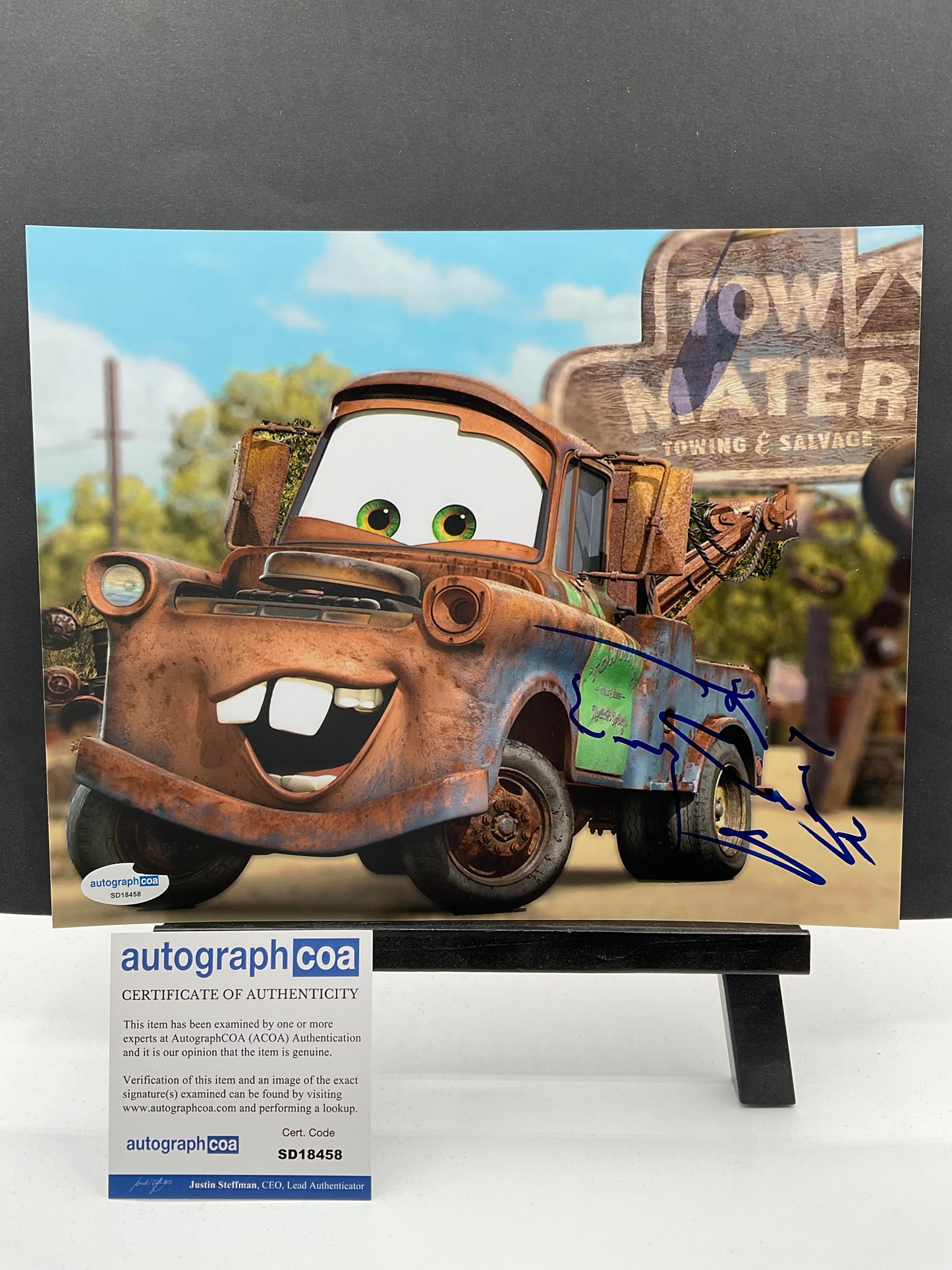 Larry the Cable Guy Mater signed photo 8x10 ACOA Cars