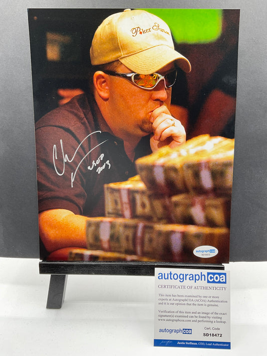 Chris Moneymaker Poker signed photo 8x10 ACOA Inscription WSOP