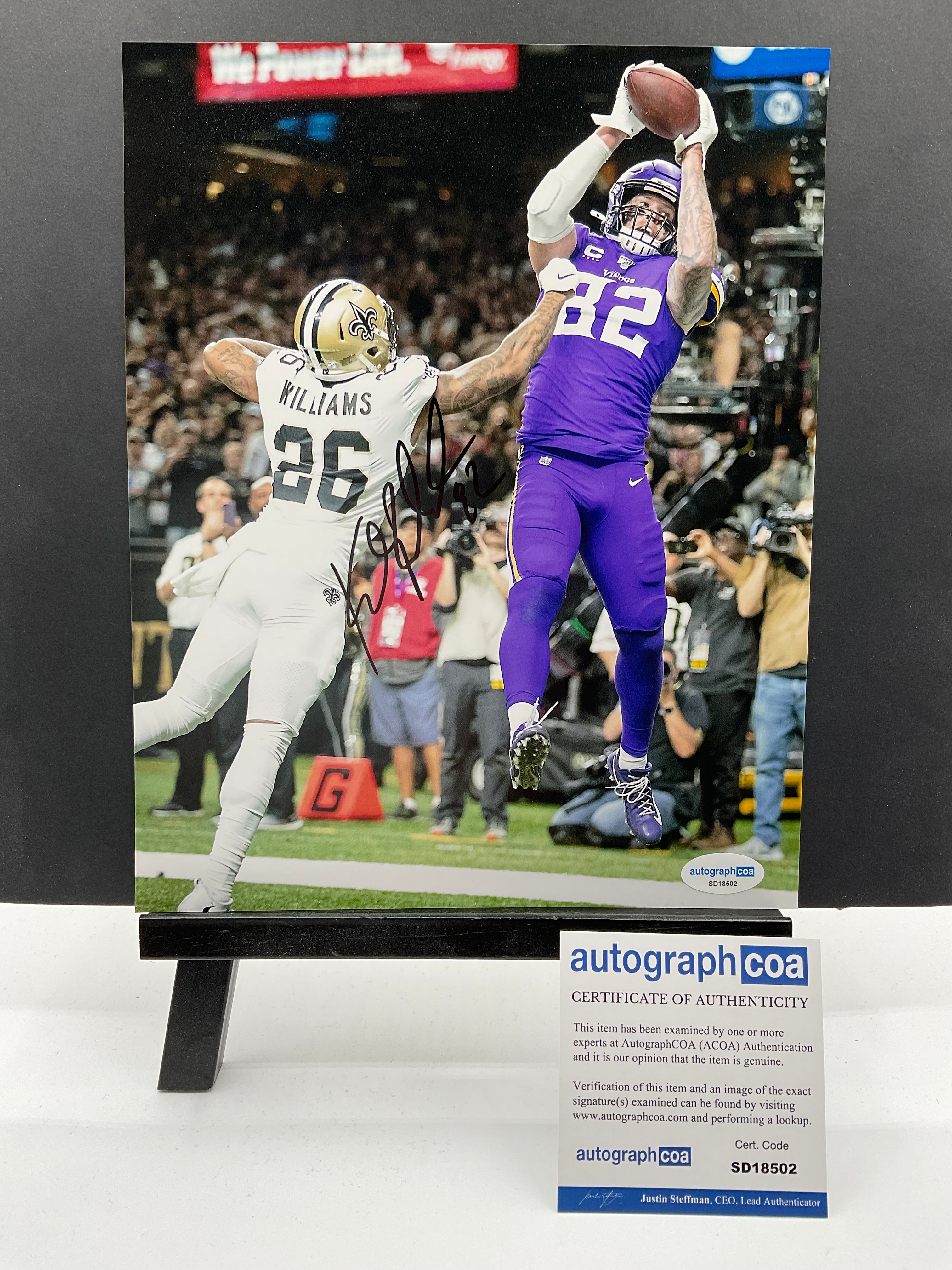 Kyle Rudolph Minnesota Vikings signed photo ACOA Notre Dame – mrmemento