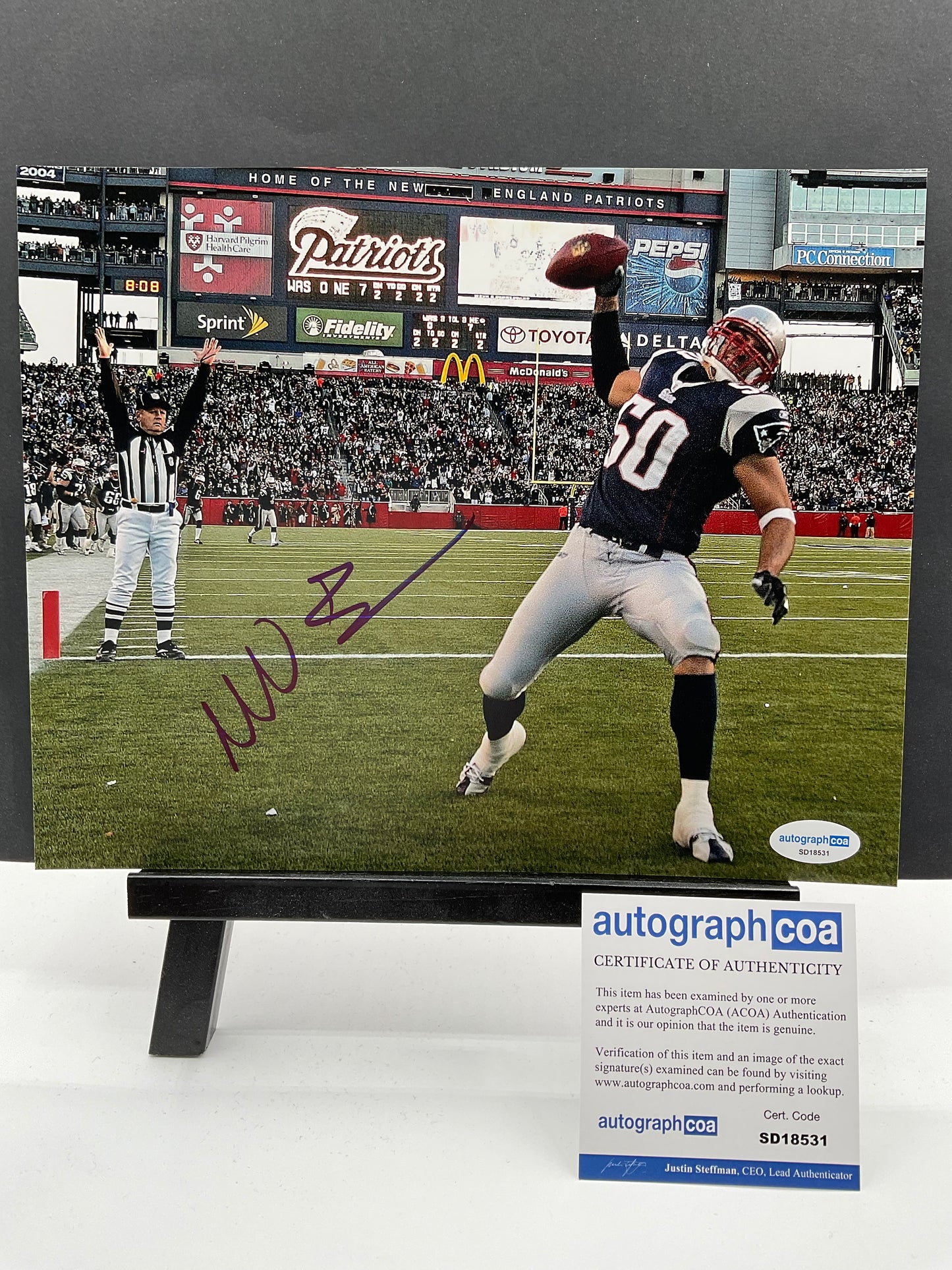 Mike Vrabel New England Patriots signed photo 8x10 ACOA