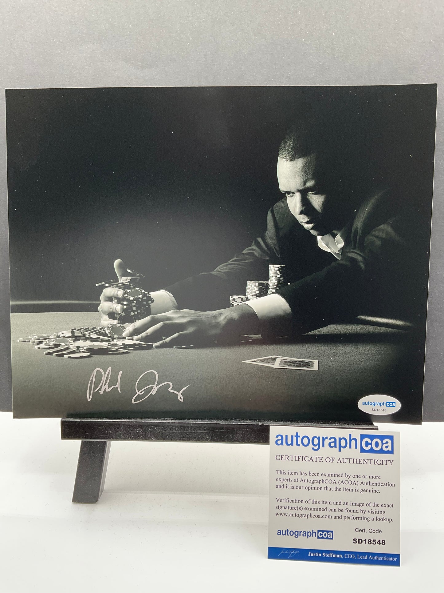 Phil Ivey signed Poker photo ACOA WSOP Hold em