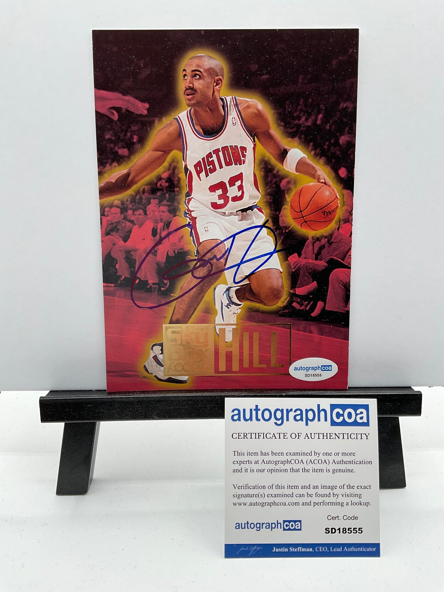 Grant Hill Detroit Pistons signed Rookie Card 5x7 ACOA NBA