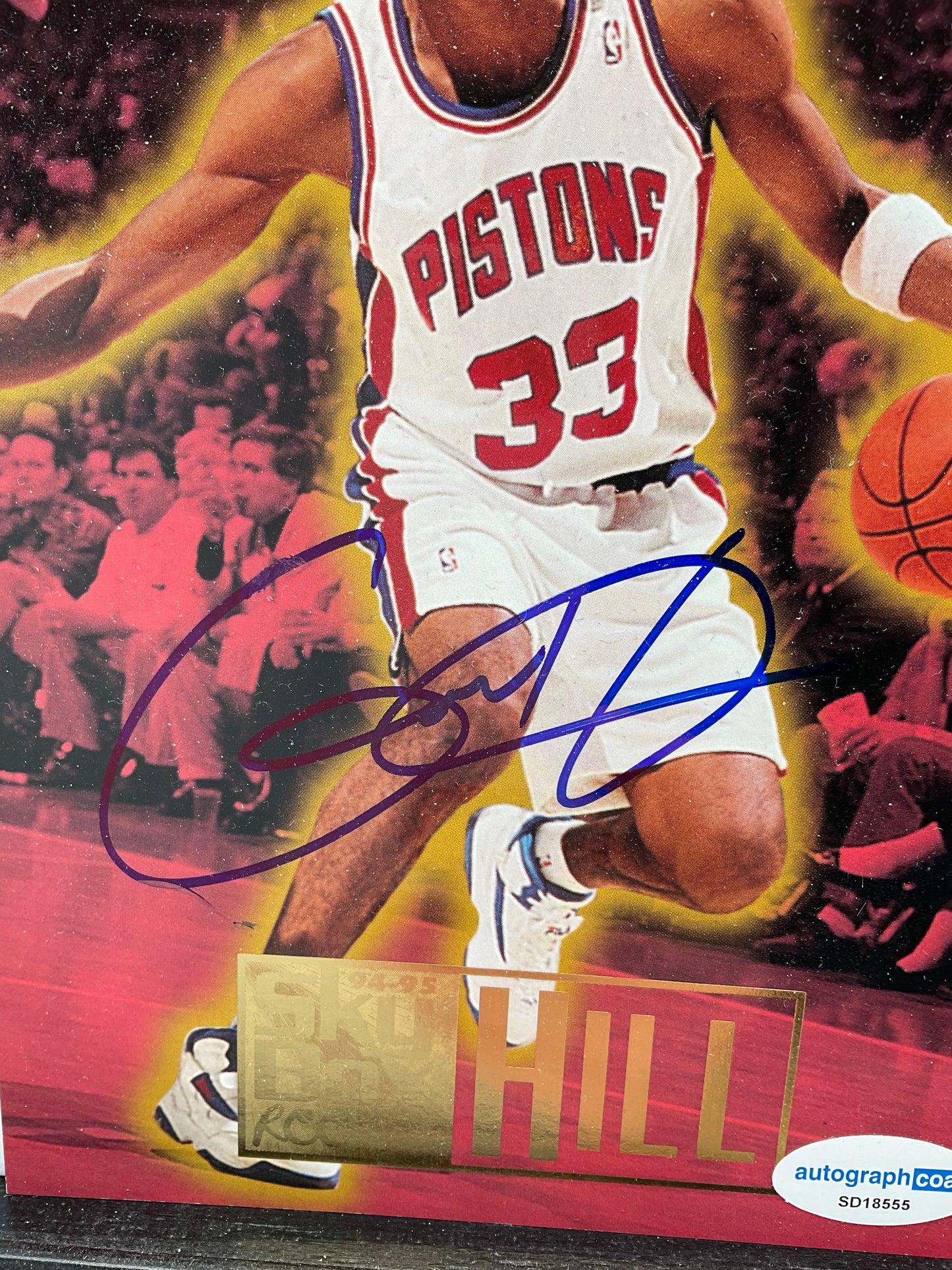 Grant Hill Detroit Pistons signed Rookie Card 5x7 ACOA NBA