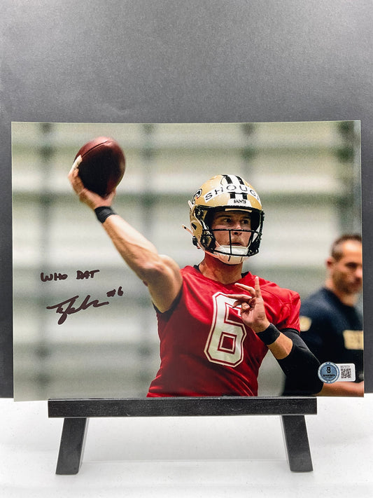Tyler Shough New Orlean Saints signed photo 8x10 Beckett NFL Inscription