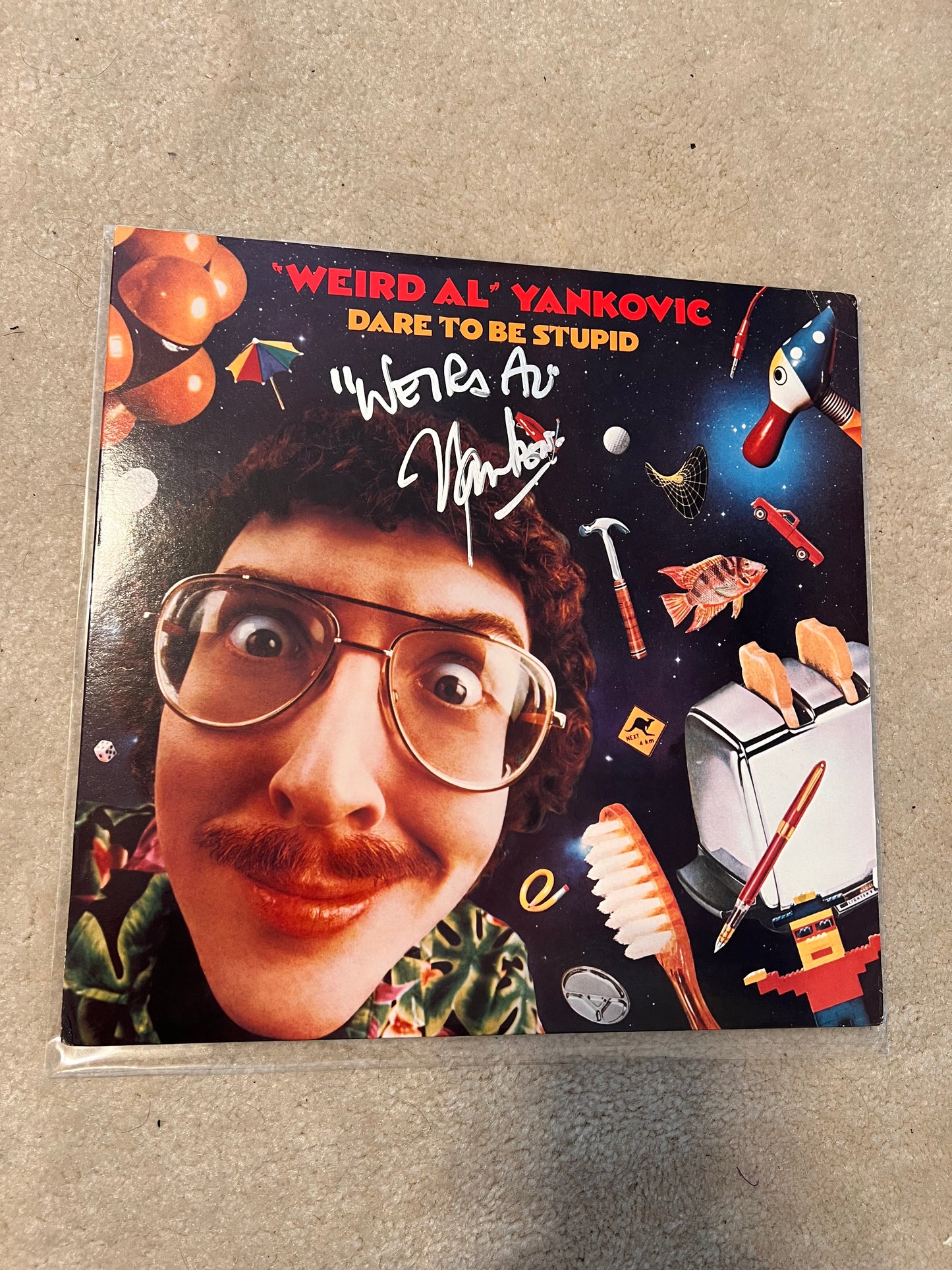 Weird Al Yankovic signed Vinyl Dare To Be Stupid BAS
