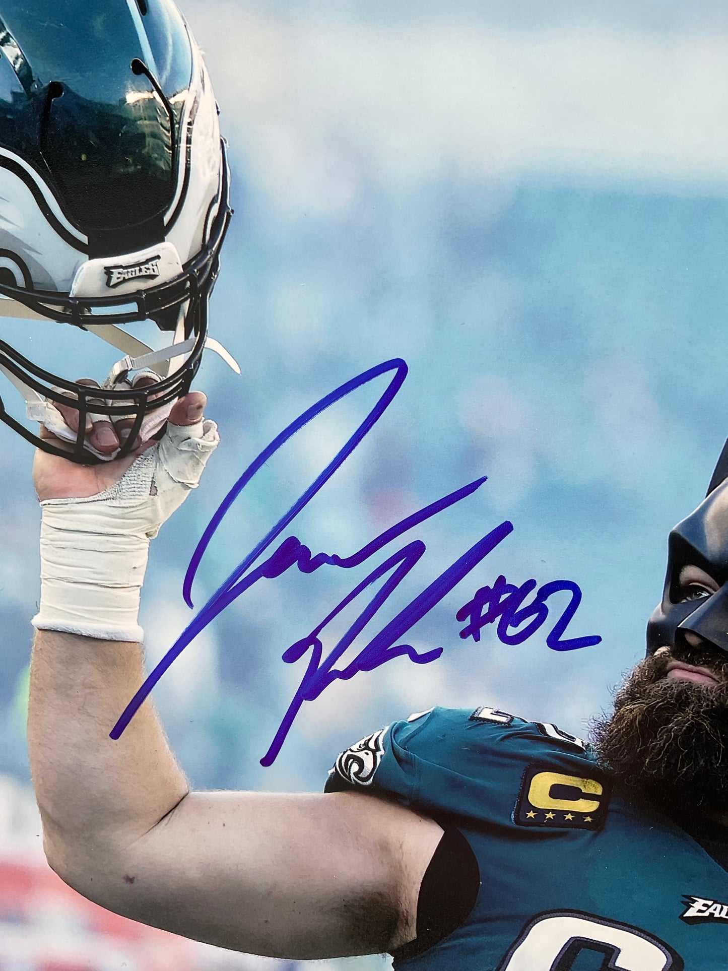 Jason Kelce Philadelphia Eagles signed photo 8x10 Beckett Batman