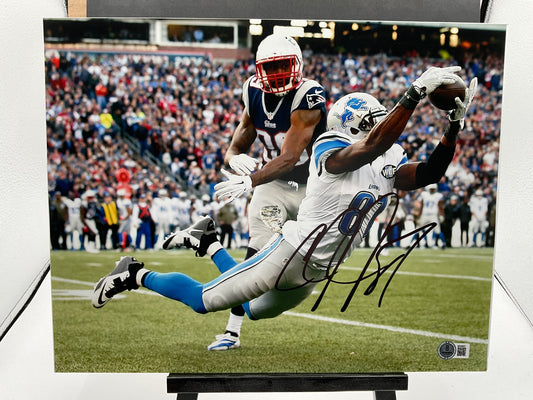 Calvin Johnson Lions signed photo 11x14 Beckett NFL