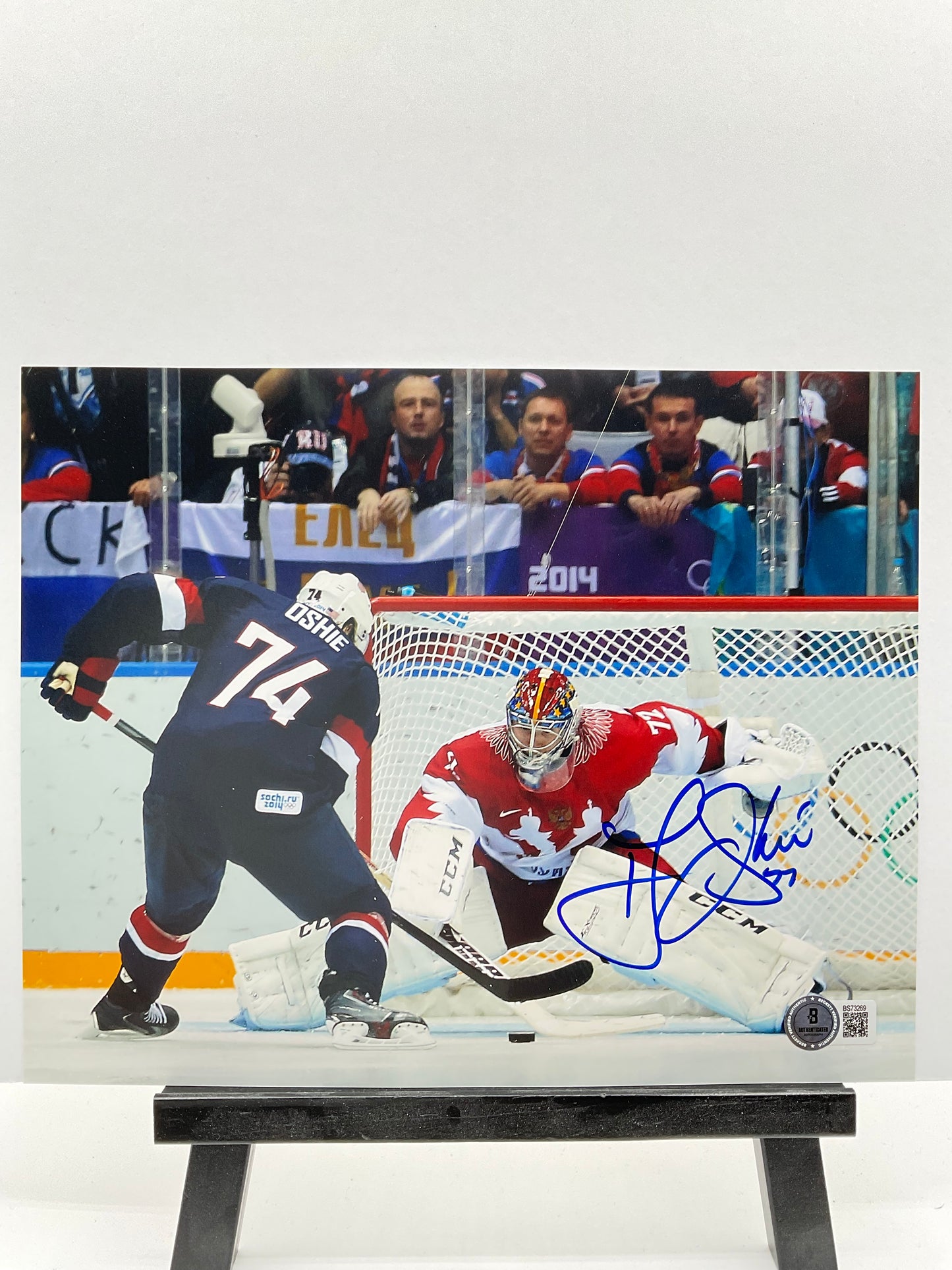 T.J. Oshie Team USA signed photo 8x10 Beckett NHL Olympics