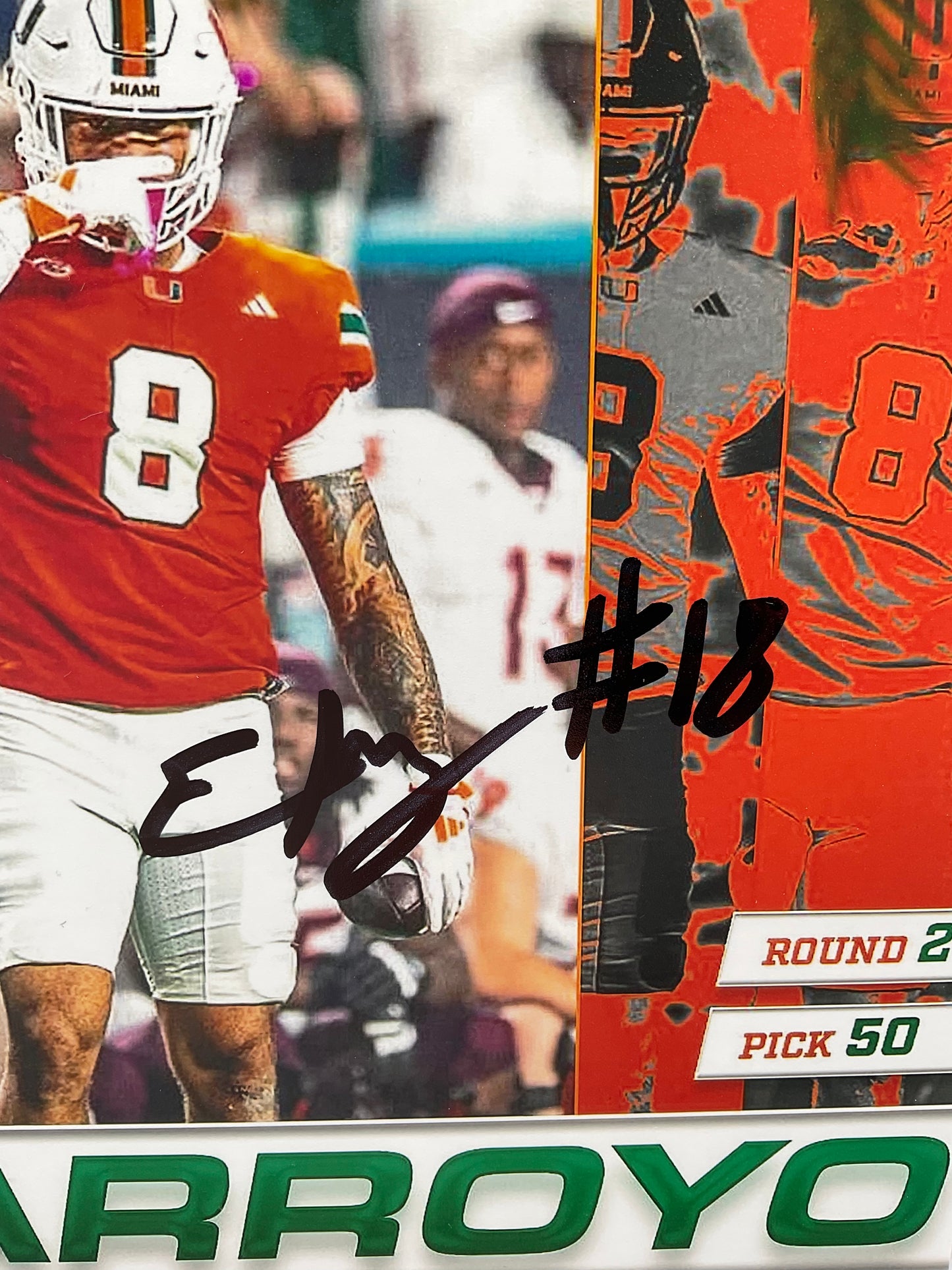 Elijah Arroyo Miami Hurricanes signed photo 8x10 ACOA Seattle Seahawks