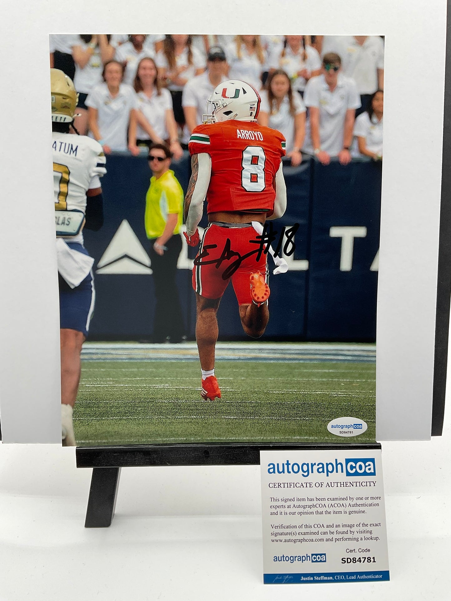 Elijah Arroyo Miami Hurricanes signed photo 8x10 ACOA Seattle Seahawks
