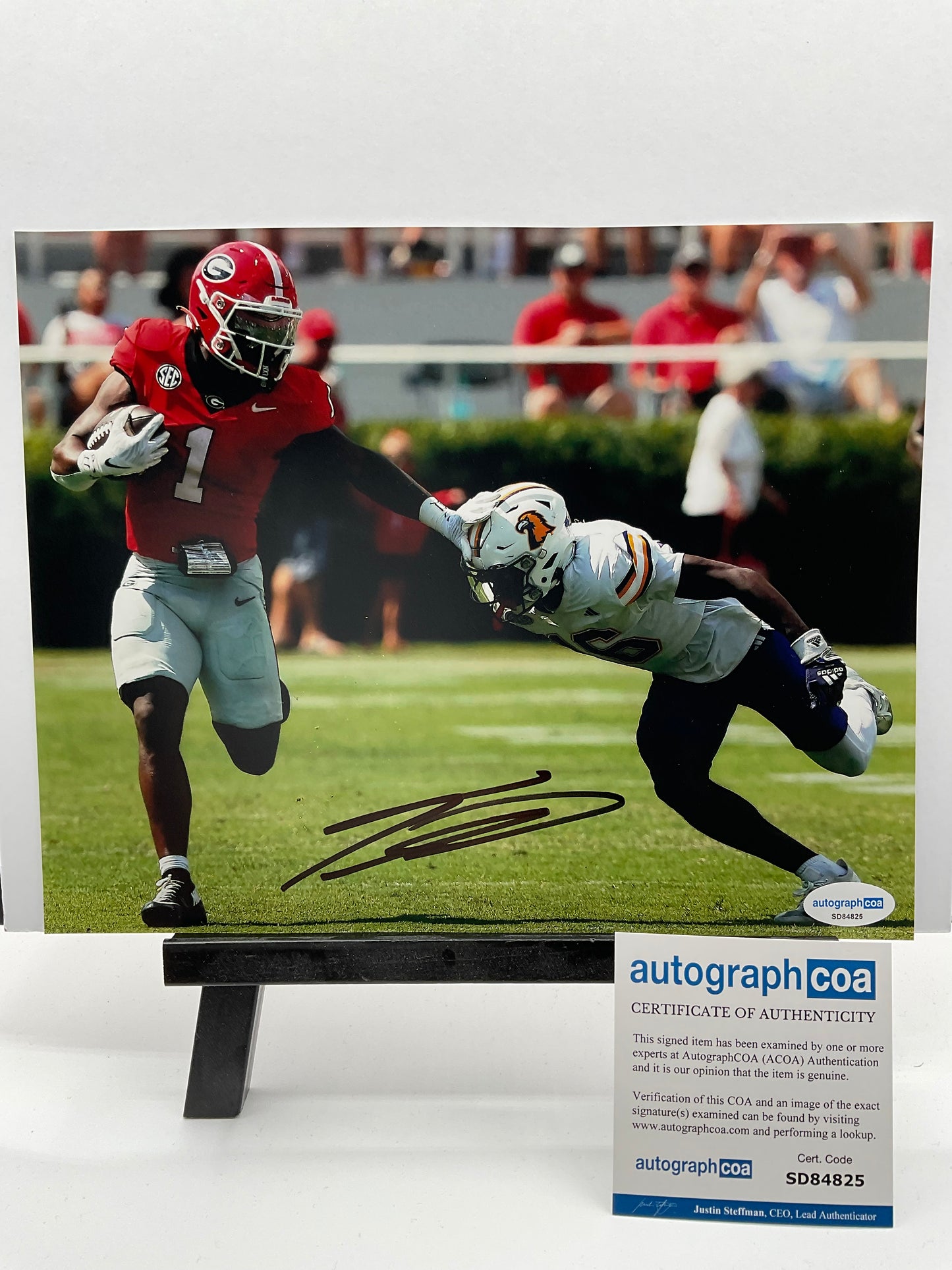 Trevor Etienne Georgia signed photo 8x10 ACOA NFL Carolina Panthers