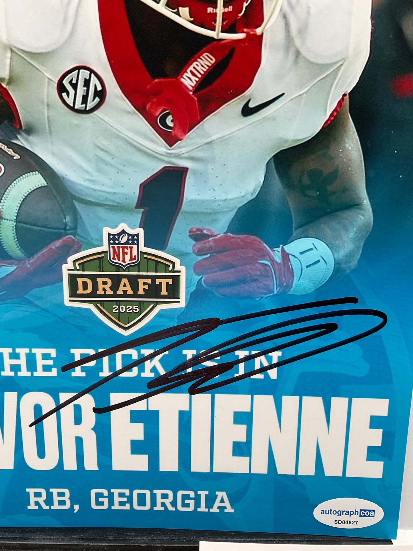 Trevor Etienne Panthers signed photo 8x10 ACOA NFL Georgia