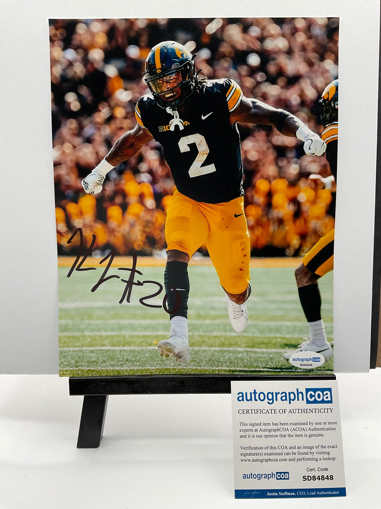 Kaleb Johnson Iowa Hawkeyes signed photo 8x10 ACOA NFL Pittsburgh Steelers