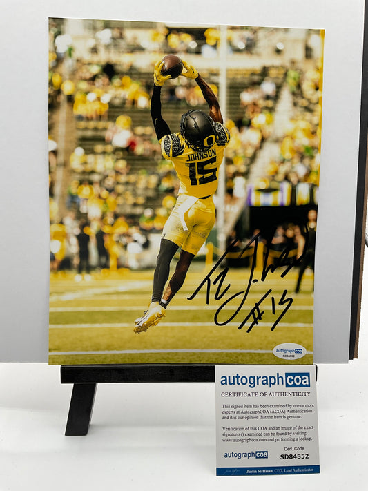 Tez Johnson Oregon Ducks signed photo 8x10 ACOA NFL Tampa Bay