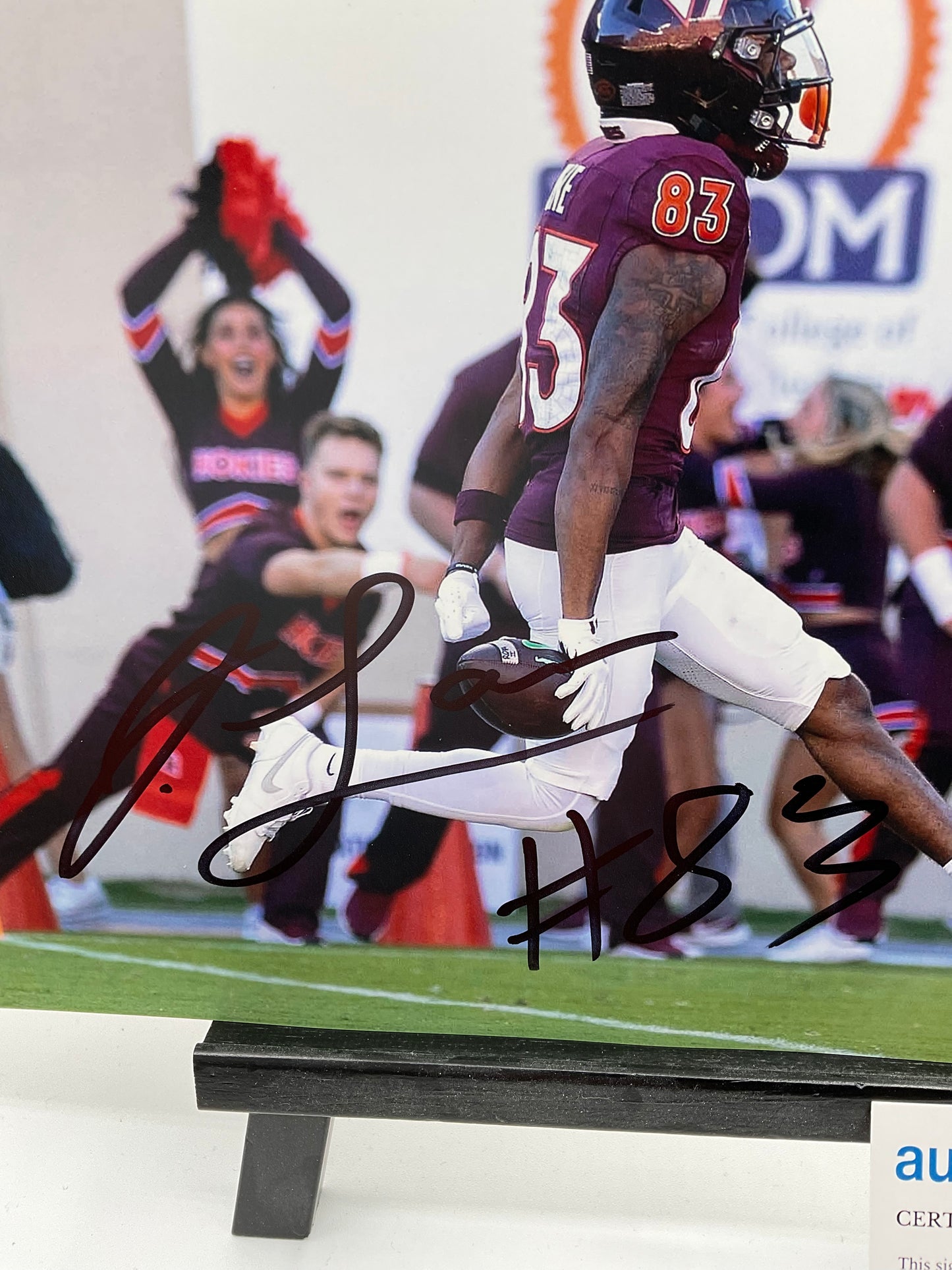 Jaylin Lane Hokies signed photo 8x10 ACOA NFL Washington Commanders