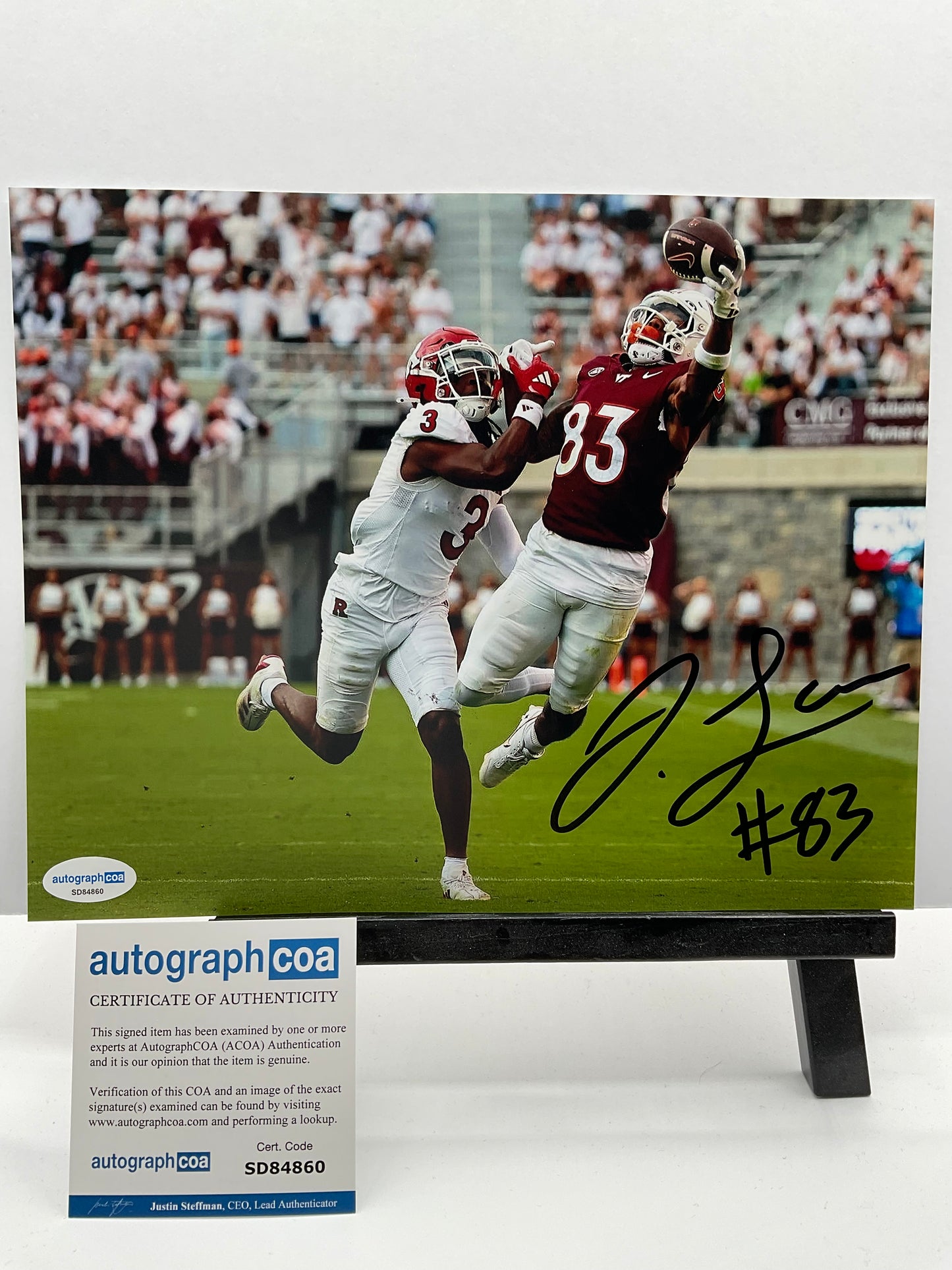 Jaylin Lane Virginia Tech signed photo 8x10 ACOA NFL Washington Commanders