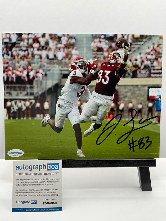 Jaylin Lane Virginia Tech signed photo 8x10 ACOA NFL Washington Commanders