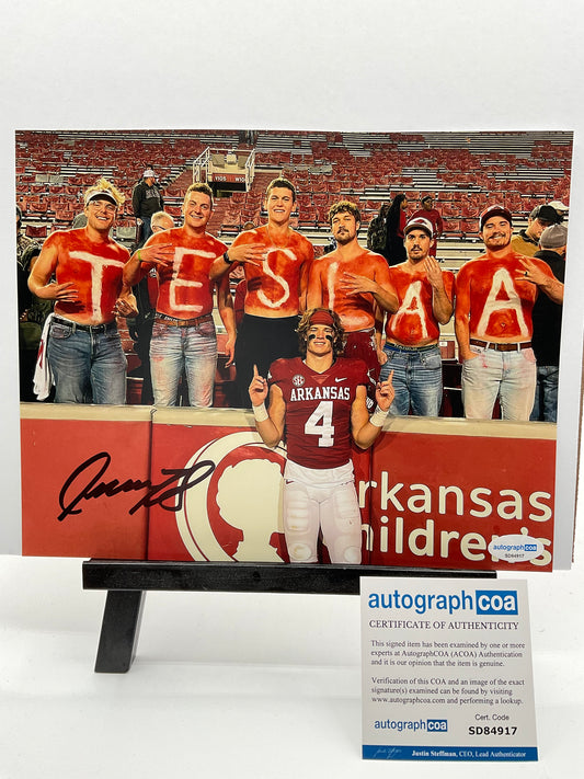 Isaac TeSlaa Arkansas signed photo 8x10 ACOA Detroit Lions