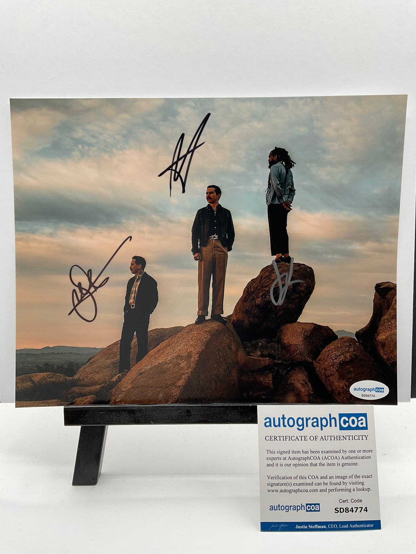 Thee Sacred Souls signed photo 8x10 ACOA Band Signed