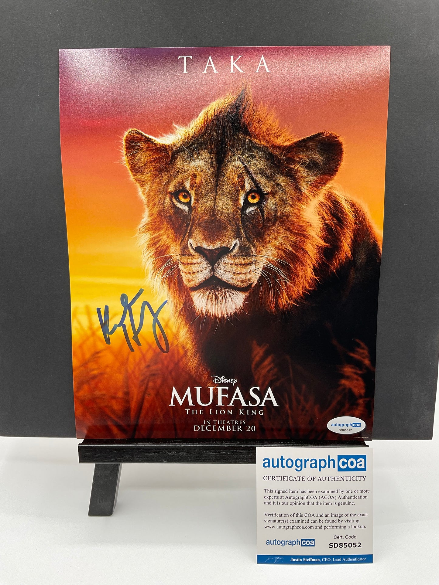 Kelvin Harrison Lion King signed photo 8x10 ACOA Mufasa