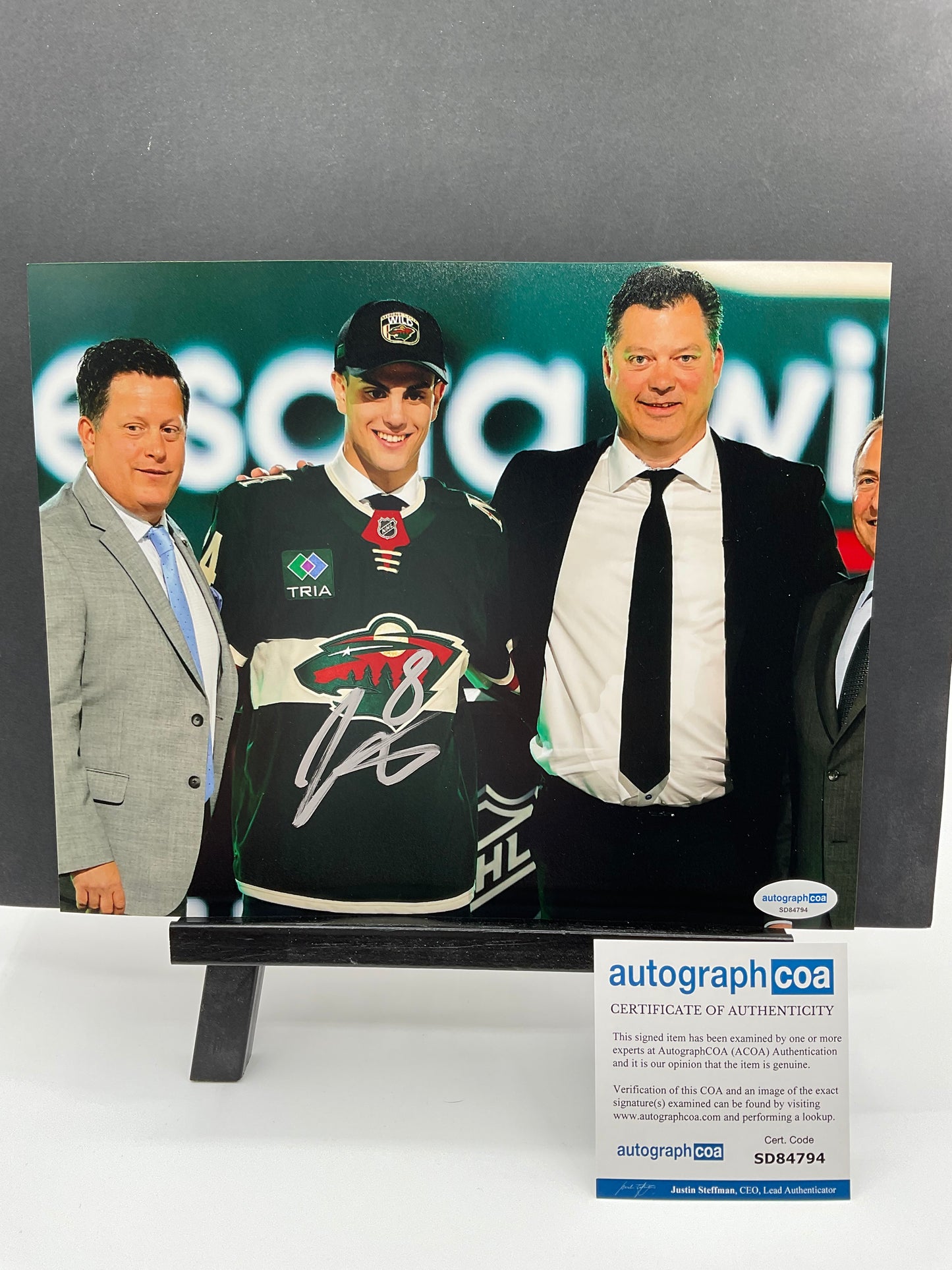 Zeev Buium Minnesota Wild signed 8x10 photo ACOA NHL
